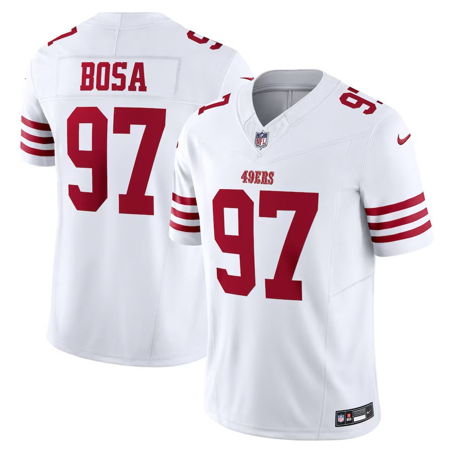Men San Francisco 49ers 97 Nick Bosa Nike White Vapor F.U.S.E. Limited NFL Jersey